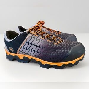 Size 15 Timberland Men’s Pro Powertrain Sport Work Shoes Alloy Toe Orange Black